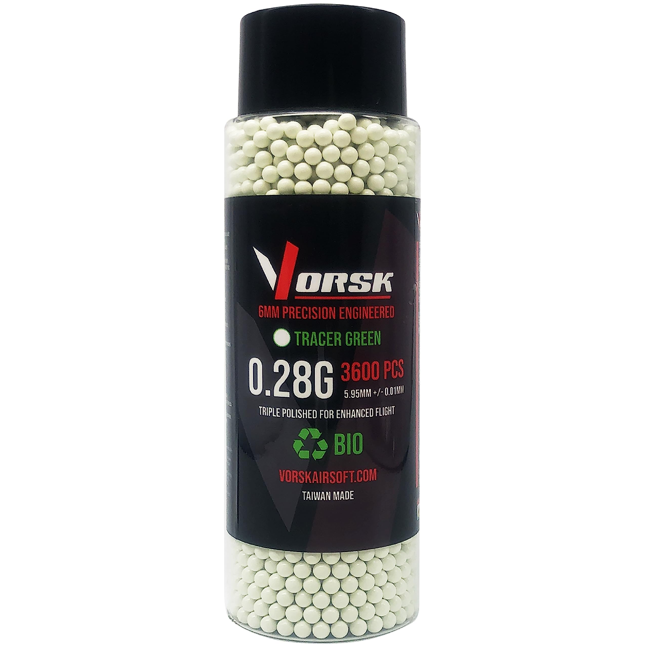 VORSK Tracer BBs - 0.28g - Green - Biodegradable, 3600R