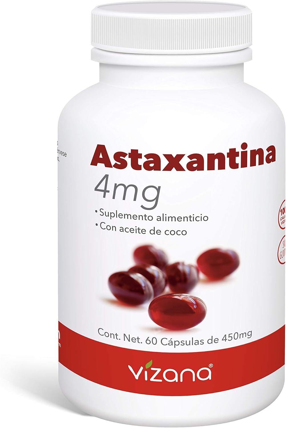 Astaxantina 4mg 60 cápsulas de 450mg Vizana Nutrition. Origen Israel