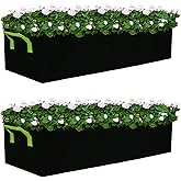 Auroal Plant Grow Bags, 2 Pack Fabric Raised Planting Bads, 3 Holes Rectangle Grow Bag, 15 Gallon Breathable Potato Tomato Planter Pots for Outdoor Vegetables Plant Flowers (Black)