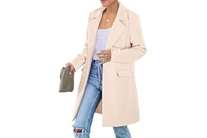 PRETTYGARDEN Women's Fall Long Blazer Jackets Long Sleeve Lapel Pockets Loose Fit Work Casual Blazers Outerwear