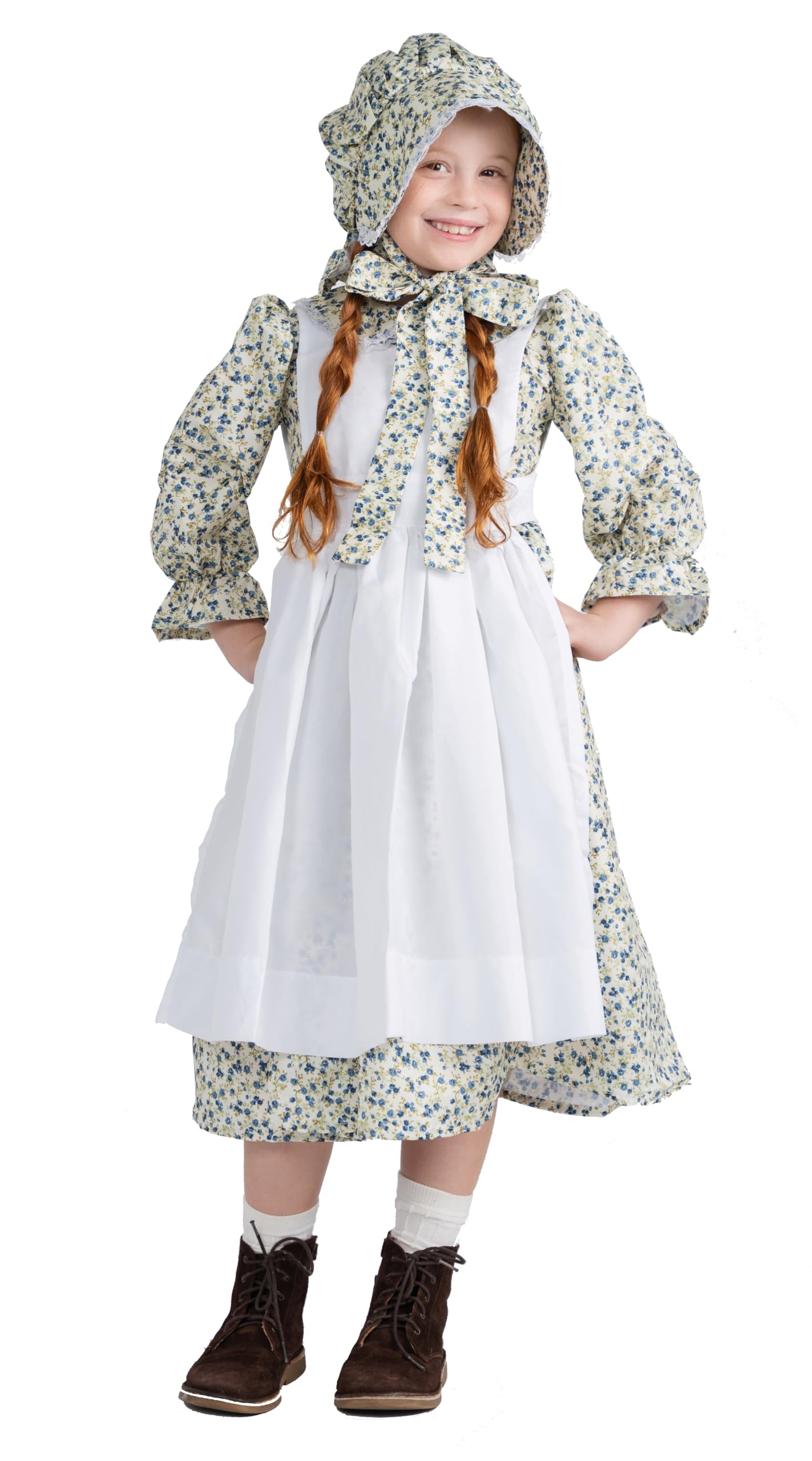 Dress Up America Pioneer Costume for Girls - Colonial Prairie Dress for Kids - Revolutionary Costume Set