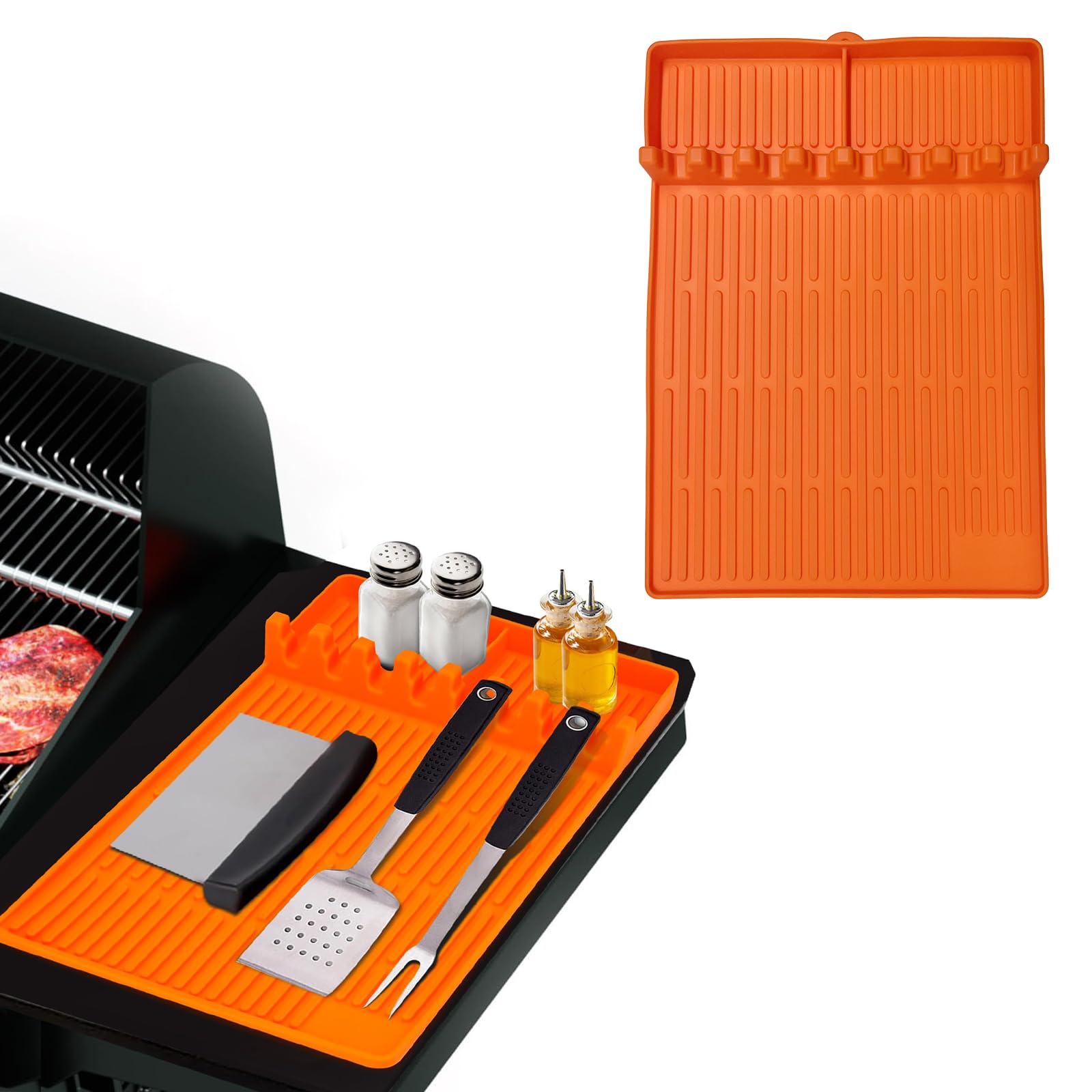 ONEMEAN Silicone Griddle Pad,Non-Stick Barbecue Cooking Sheets,Reusable Non-Stick BBQ Mat,Heat-Resistant Non-Stick Mats for Barbecue Grilling (Orange)