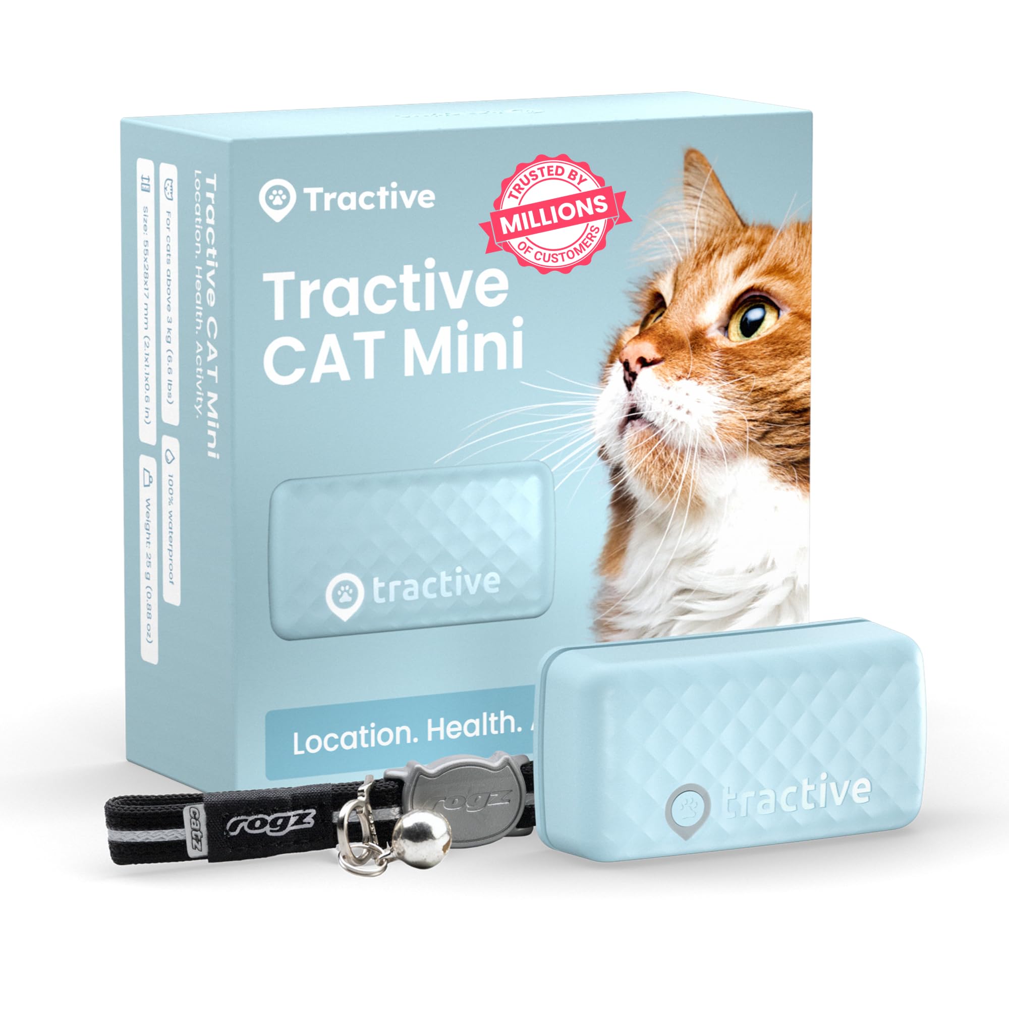 Tractive Smart Cat Tracker Mini | #1 Cat GPS | Real-Time Location Tracking | Territory & Location History | Safety Collar included (Mint)