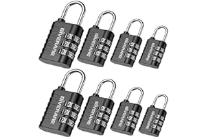 GIVERARE 8 Pack Combination Lock, 3-Digit Padlock Keyless, Resettable Luggage Locks for Backpack, Gym & School & Employee Locker, Weatherproof Travel Lock for Fence, Backyard Gate, Hasp, Case-Black