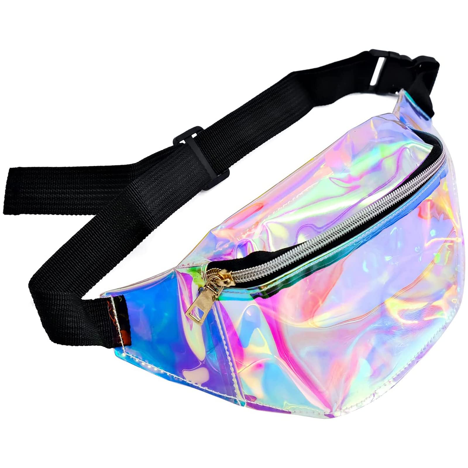 Holographic Waist Bags, Women's Purple Belt Bag, Waterproof Travel Belt Bag Holographic Fanny Pack Laser Waist Bum Bag with Adjustable Belt Hip Waist Bag Geometric Waist Bag for Party, Running, Hiking