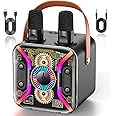 Karaoke Machine for Adults with Two Karaoke Microphone Wireless, PA System Bluetooth Speaker with Microphone Supports Bass Treble, TF Card, USB, AUX, Karaoke Machine for TV, Party, Birthday (bk)