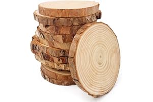 Unfinished Natural Wood Slices 12 Pcs 3.5-4 inch Craft Wood kit Circles Crafts Christmas Ornaments DIY Crafts with Bark for Crafts Rustic Wedding Decoration by William Craft (3.5-4inch)
