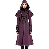 FunParrot Women’s Vintage Tailcoat Pirate Jacket Steampunk Gothic Hooded Long CoatVictorian Style Winter