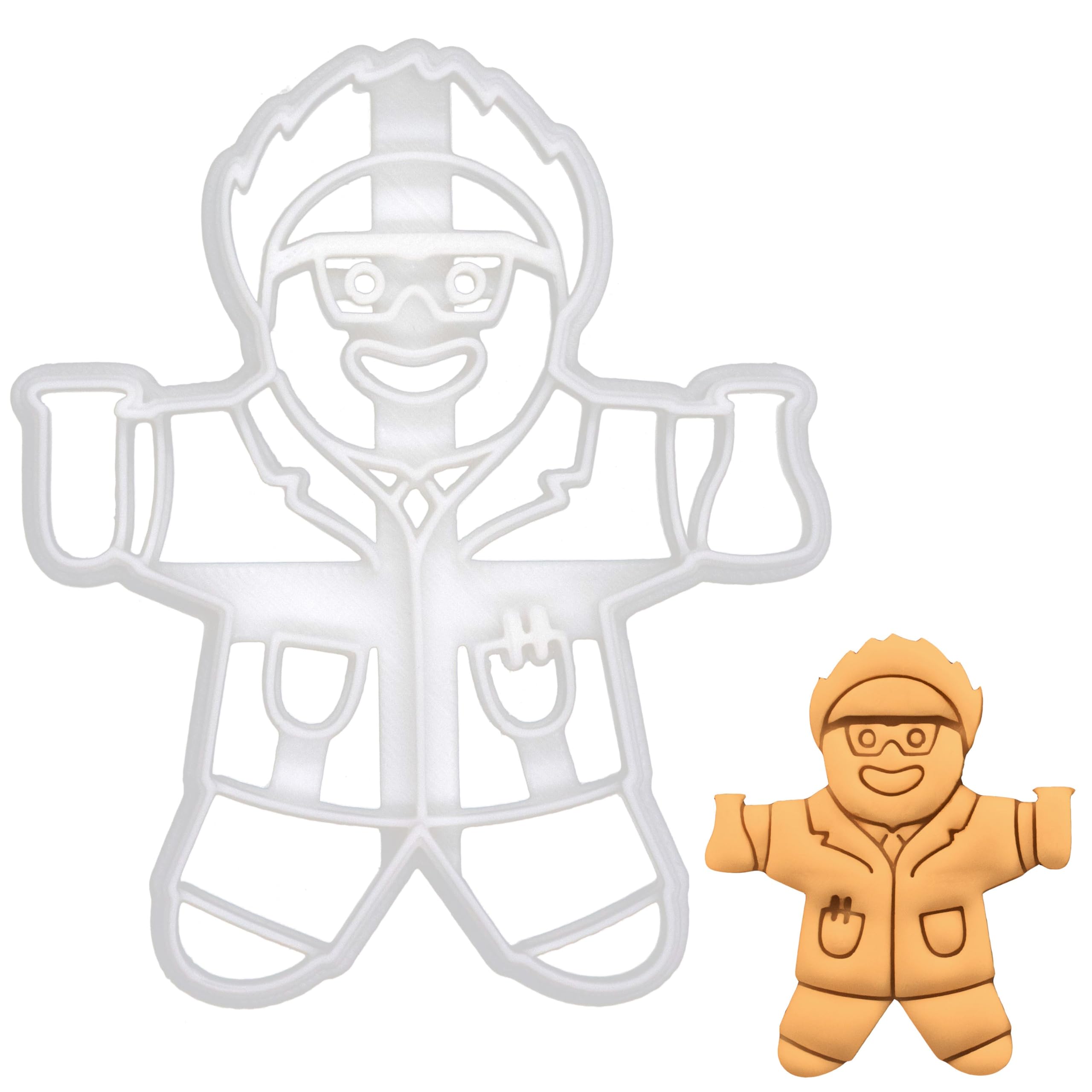 BAKERLOGY Gingerbread Scientist Cookie Cutter - Detailed Biscuit Cutter Design for Baking and Crafts, Ideal on Fondant, Dough, Clay