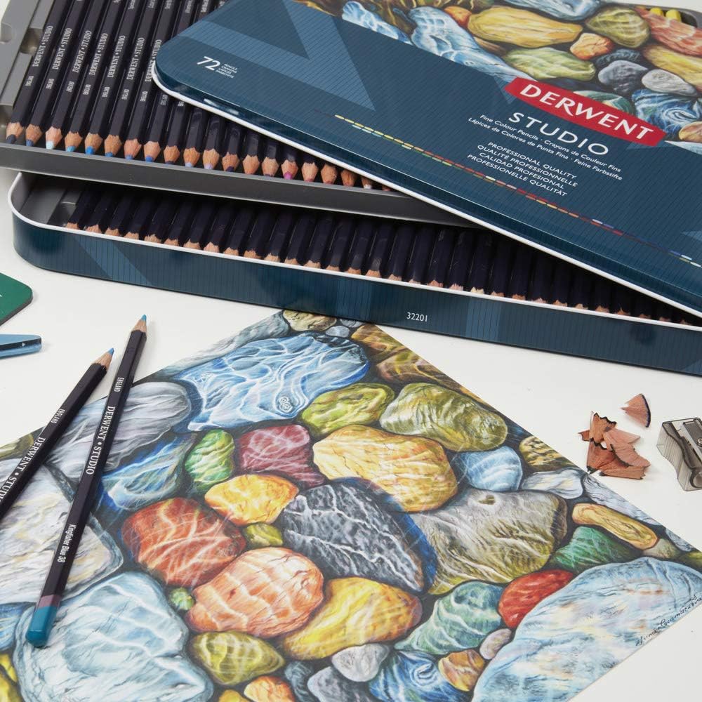 Derwent Colored Pencils, 72 Studio, 3.4mm Core, Wooden Box, 72 Count (32199) : Wood Colored Pencils : Office Products