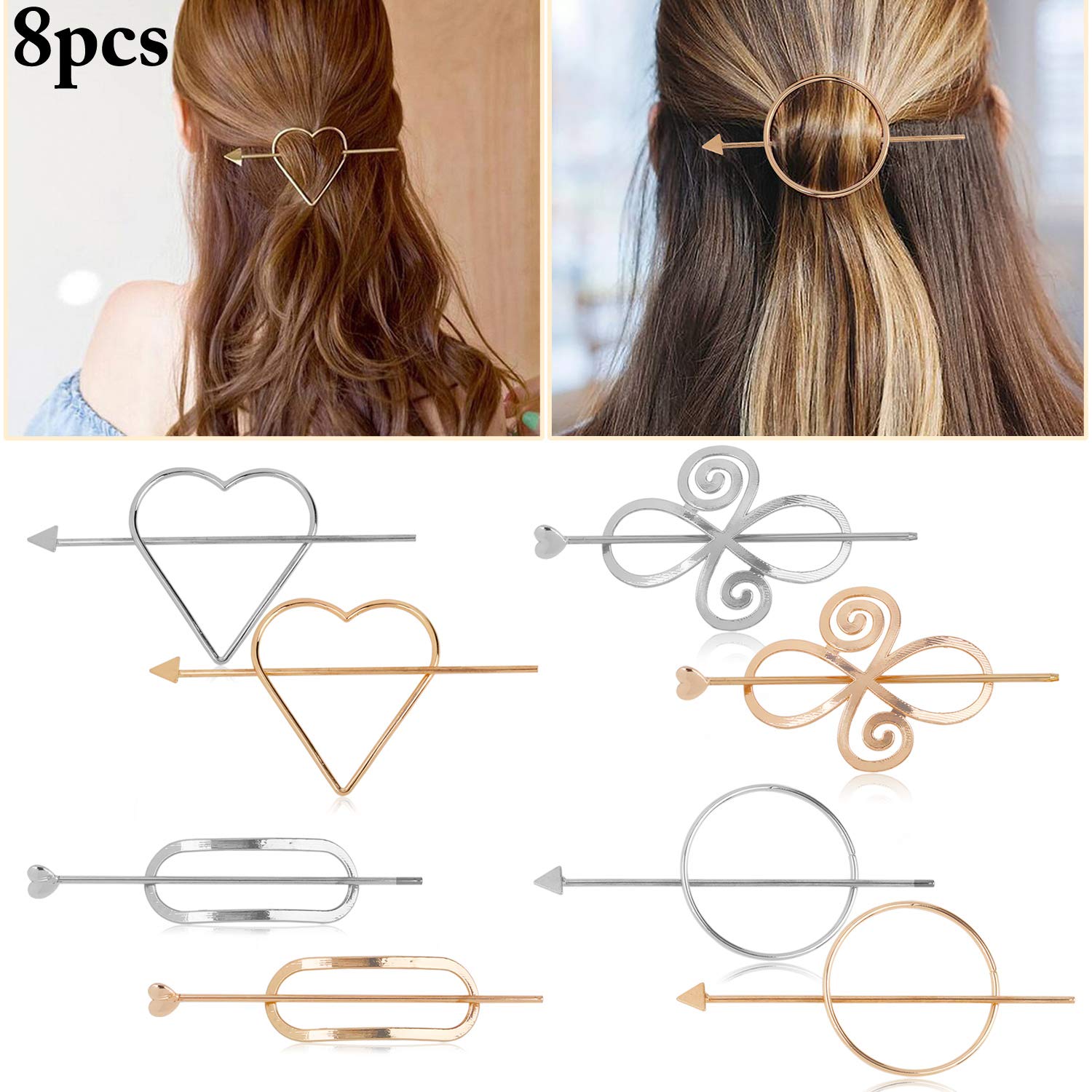 Hair Clips for Women, Kapmore 8PCS Minimalist Dainty Hair Clips Geometric Hairpin Clamps Hair Styling Accessories for Girls Women : Beauty