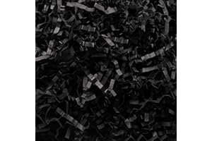 Raissily 1.5LB/700g Crinkle Cut Paper Shred Filler, Packing Grass Cushion Paper for Christmas Wedding Birthday Anniversaries Easter Engagement Gift Confetti Box Bag Basket Filling Decoration -Black