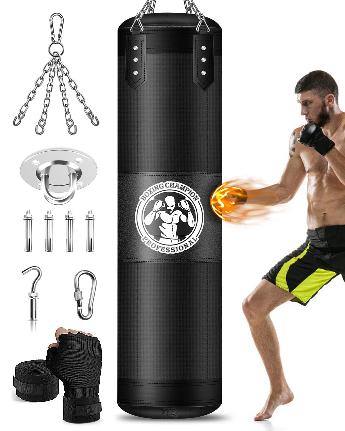 YORWHIN Hanging Punching Bag For Adults 4FT Oxford Boxing Heavy Bag 