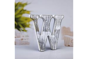 WOODOUNAI 4 Inch Wood Letters Unfinished Rustic Wood Letter for Wall Decor Decorative Standing Letters Slices Sign Board Decoration for Craft Home Party Projects (W)