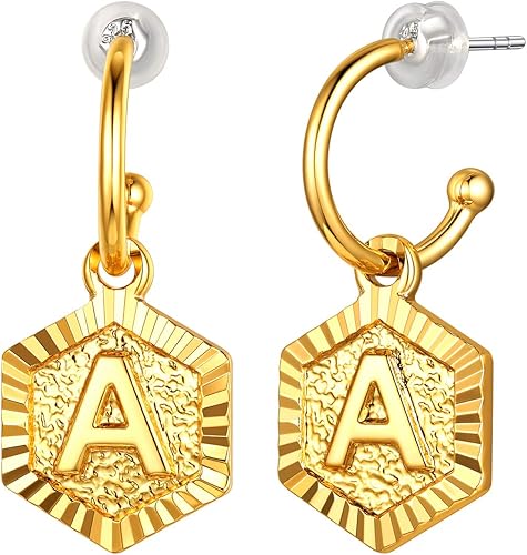 Amazon Focalook ゴールド イニシャル A ピアス レディース 人気 安い ゆれる アルファベット フックピアス アクセサリー チャーム 通販