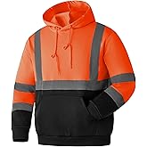 Ubon Hi Vis Hoodies for Men, High Visibility Hoodie Reflective Safety Sweatshirts Construction Workwear Black Bottom