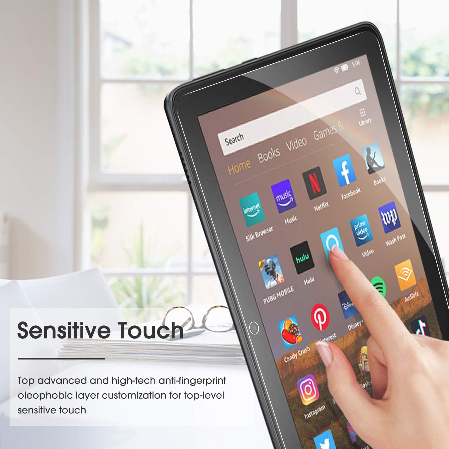 [2 pack] OMOTON Screen Protector for All-New Fire HD 8/Fire HD 8 Plus/Fire HD 8 Kids (10th Generation - 2020 Released), Tempered Glass/High Definition / 9H Hardness