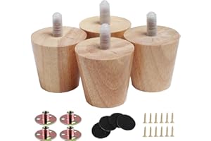Txcucc 2" Round Solid Wood Furniture Leg Set of 4 Mid-Century Modern Sofa Couch Bed Coffee Chair Desk Straight Feet Legs with Pre-Drilled 5/16（M8） Inch Bolt& Screws& Rubber Pads…… (2”, 4sets)