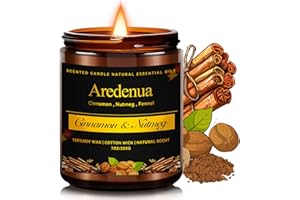 Cinnamon & Nutmeg Candle | Fall Scented Candle for Home - 7oz Autumn Soy Candle with Warm Spiced Holiday Aroma | Fall & Seaso