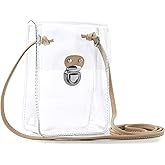 HOXIS Clear PVC Small Crossbody Bag for Stadium Approved Womens Purse Transparent Shoulder Bag Cell Phone Pouch (Nude)