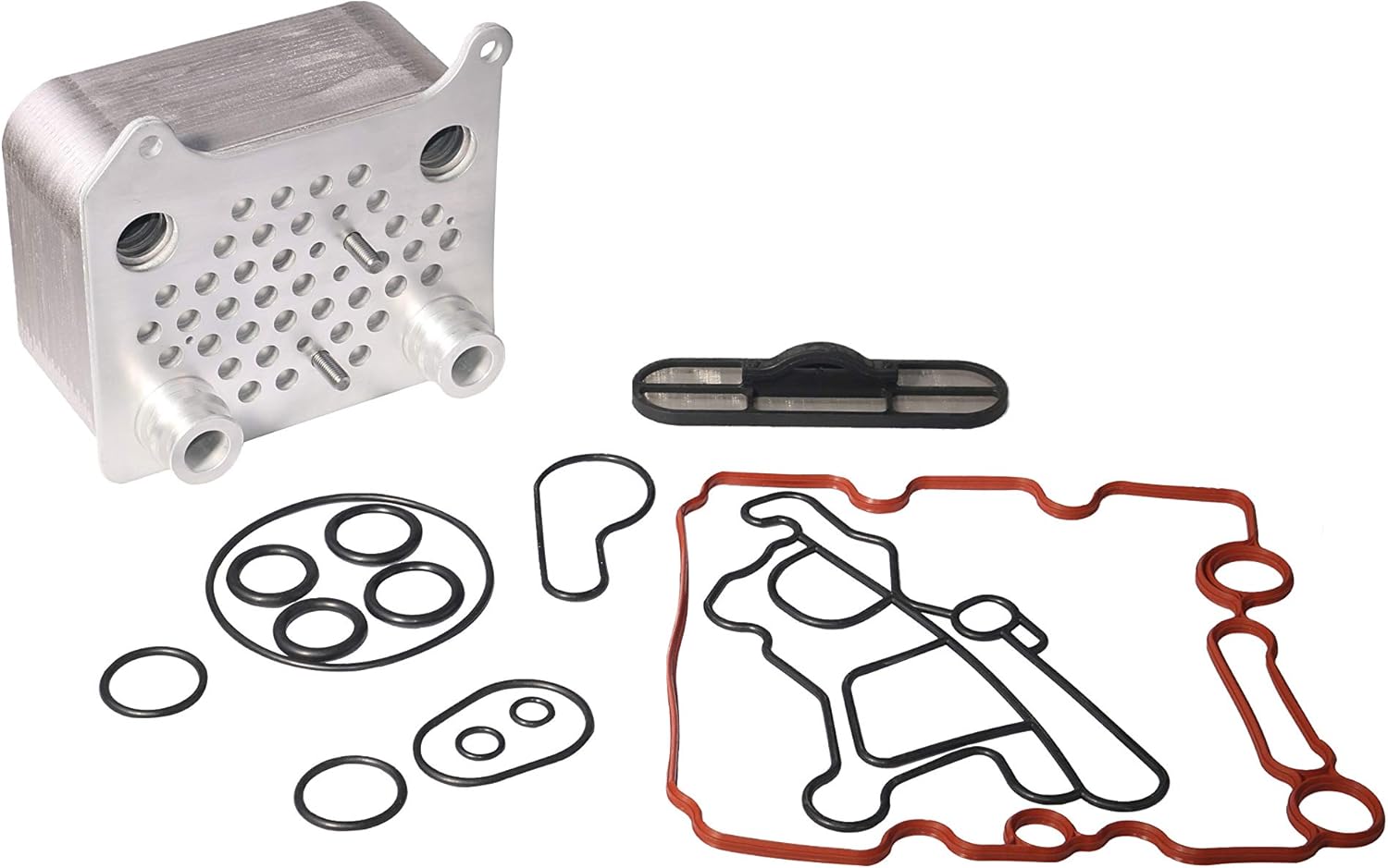 Engine Oil Cooler Kit - Fits Ford Powerstroke 6.0L V8 F250, F-350, F450, F550 Super Duty, Excursion, E350, E-450 - Replaces Part 3C3Z 6A642 CA, 904228, 904-228, 015339, OCK388 - Viton Gasket Seal Kit