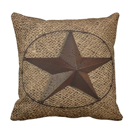 New Country Primitive Folk Art Black Star Pillow Burlap Decorative