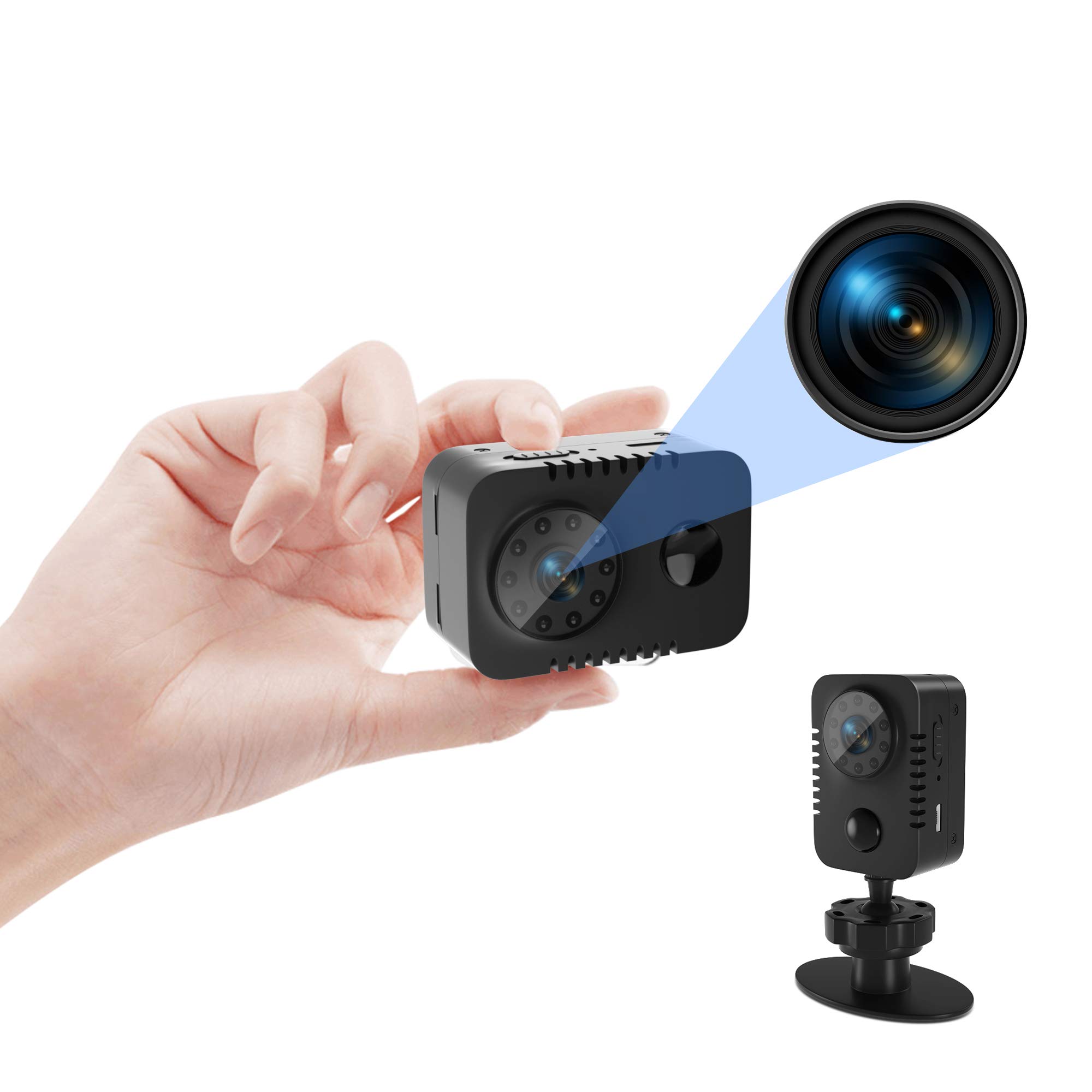 1080P Body Camera Video Recorder Waerable Police Body Cam Mini Spy Camera Hidden with PIR Motion Detector and Night Vision Small Nanny Cams Home Surveillance Camera 60 Days Standby-(No WiFi)