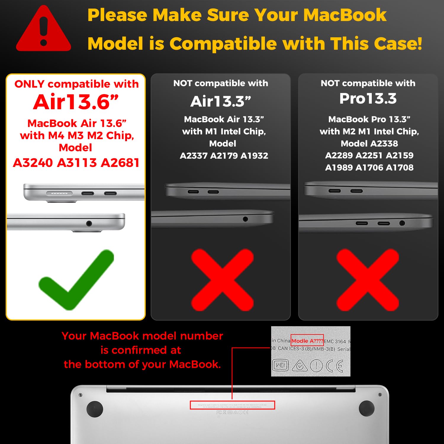 EooCoo Case Compatible with MacBook Air 13 inch M4 2025 2024 2023 2022 M3 M2 A3240 A3113 A2681, Crystal Hard Shell Scratch Resistant Protective Cover Compatible for MacBook Air 13.6 inch Case, Clear