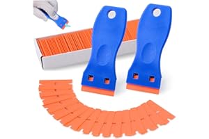 Plastic Razors Blade Scraper Tool 2Pcs Razors Scraper with 100Pcs Plastic Blades Cleaning Removing Labels Stickers Decals Adh