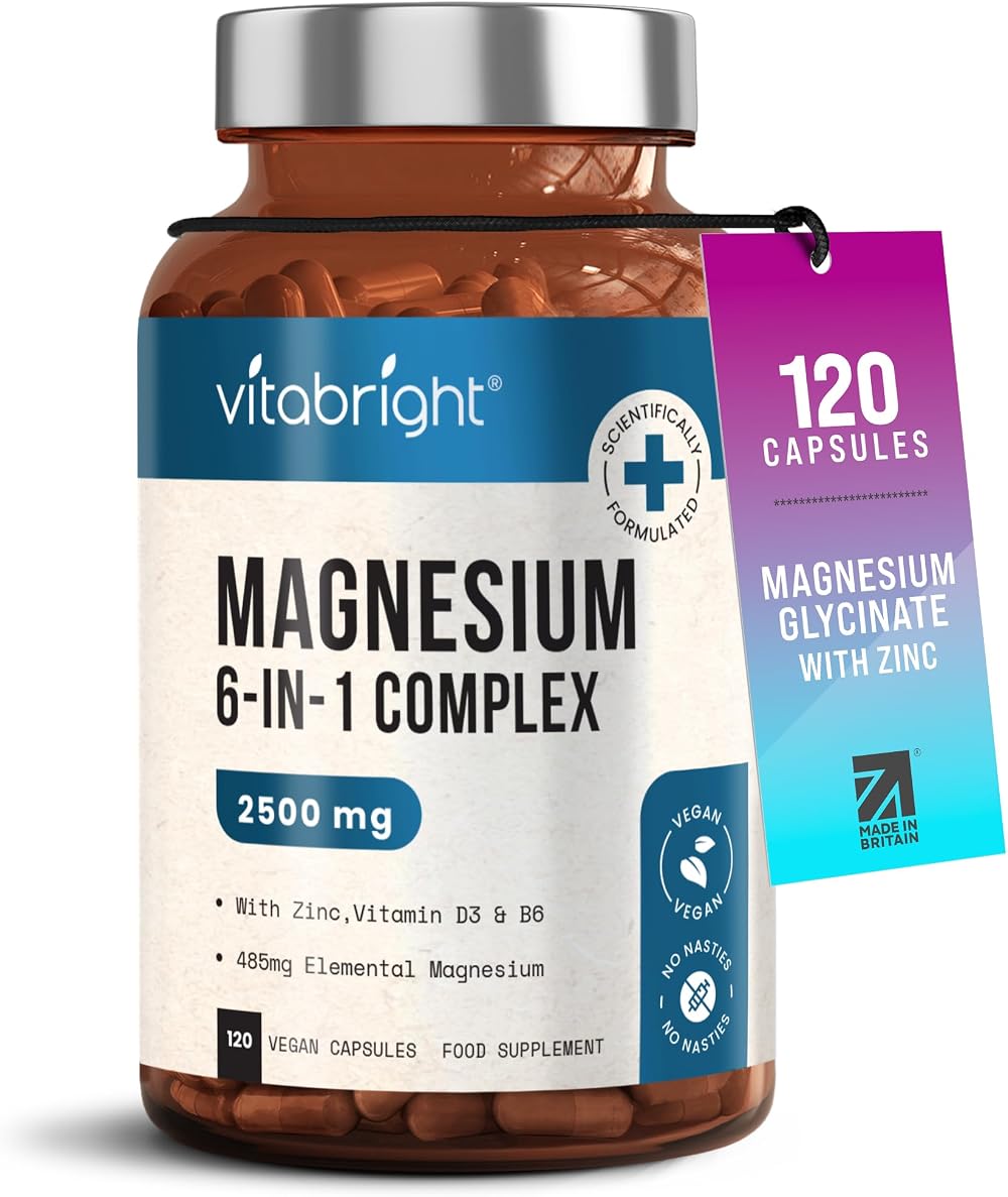 VitaBright Magnesium Glycinate Complex 2500mg 120 Caps ZMA Supplements