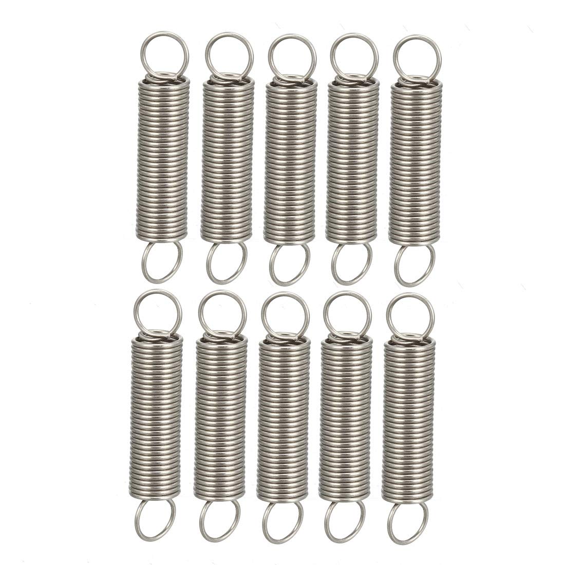 sourcing map Extended Tension Spring Wire Diameter 0.02" , OD 0.2" , Free Length 0.98" Stainless Steel Small Dual Hook Tension Spring for Machinery Construction Industrial 10pcs
