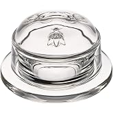 La Rochere Bee Butter Dish w/ Lid Embossed French Glass Butter Keeper for