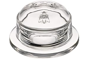 LA ROCHÈRE La Rochere Bee Butter Dish with Lid Embossed French Glass Butter Keeper for Countertop Dishwasher Safe (2.5 oz)