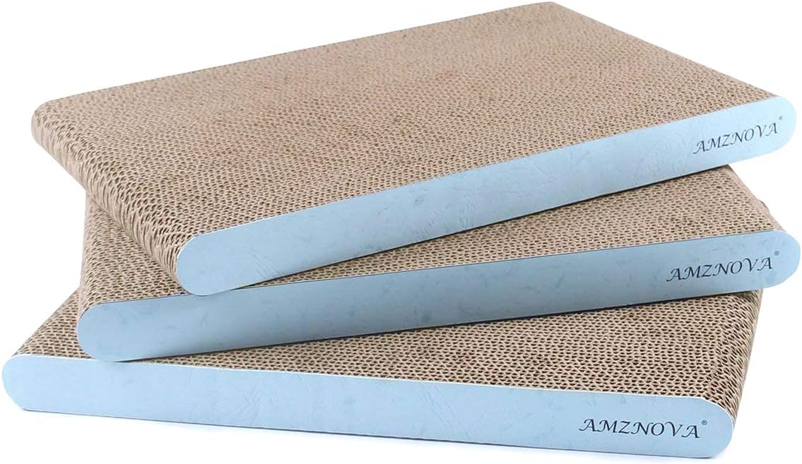 AMZNOVA Cat Scratcher Cardboard Scratching Pads Scratch Lounge Sofa Bed, Baby Blue