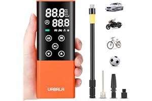 UABRLA Tire Inflator Portable Air Compressor, 2X Faster Inflation Portable Air Pump for Car Tires, Electric Bike Pumps with psi gauge, Touch Screen, Auto Shut-Off Bicycle Pump-Orange