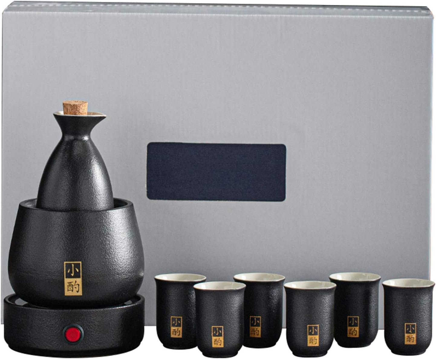 Sake Set and Cups with Warmer Japanese Sake Cup Set 9Piece with Warm Stoves, for Christmas