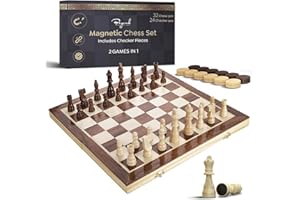 BEYOND INNOVENTIONS Wooden Magnetic Chess Set | 15 Inch Foldable Chess Board - 2 Extra Queens - Magnetic Chess Game with Storage | Chess Sets for Adults | Handmade Portable Travel Chess Set for Kids & Beginners