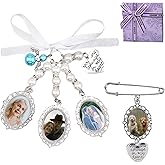 2 Sets Wedding Bouquet Photo Charms You are Always in My Heart Bridal Lacy Bridegroom Charm DIY Pin Brooch Making Kit Bouquet Picture Charm for Wedding Memory Friend Graduation Gift with Photo Resizer