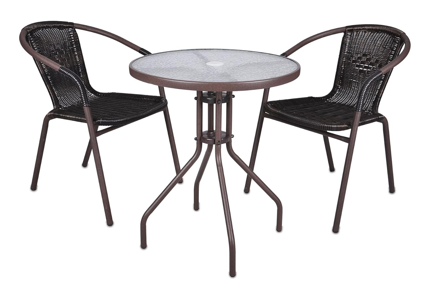 robust stapelbar Nexos Bistroset Balkonset Rattanset dunkelbraun