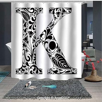 Amazon Com Angeldou Letter K Printed Fabric Shower Curtain Nature