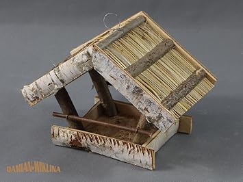 Damian Wiklina Bird Feeder Made Birch Wood Metal Mesh Hanging