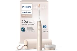 Philips Sonicare DiamondClean 9900 Prestige Electric Toothbrush - with SenseIQ Technology and Advanced AI App, 5 Brushing Modes, 3 Intensity Levels, Charging Travel Case, Champagne, HX9990/11
