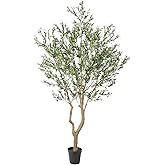 Nafresh Tall Faux Olive Tree，10ft（120in） Realistic Potted Silk Artificial Olive Tree， Fake Olive Trees Indoor with Green Leaves and Big Fruits for Home Office Living Room Stairs Patio Decor.