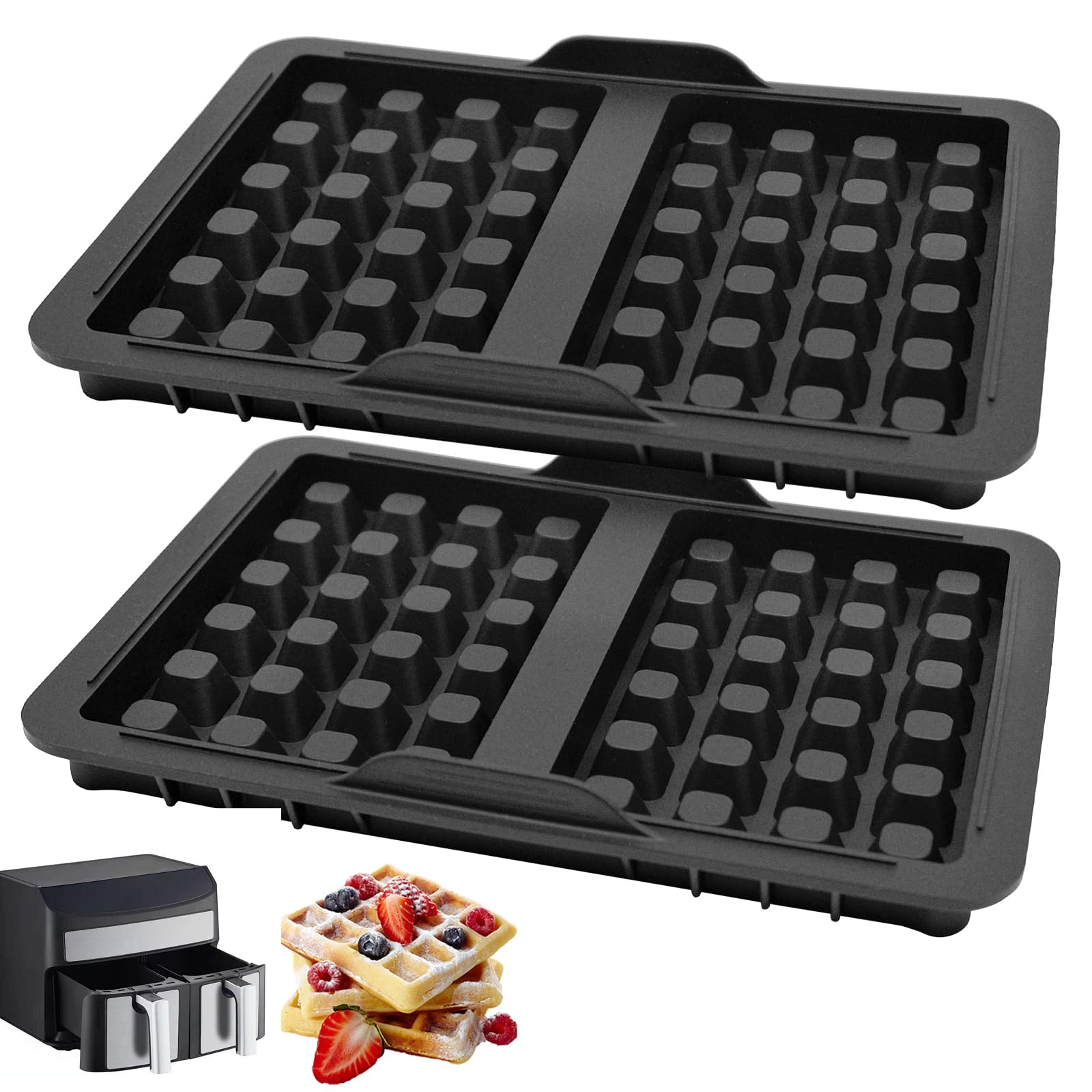 Photo 1 of 2 PCS Silicone Waffle Mold, 2 Cavities Waffle Baking Mold, Square Shape Waffle Mold for Cake Chocolate Craft Candy Soap