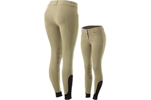 Equinavia Astrid Womens Silicone Knee Patch Breeches | Mid Rise Riding Pants with Phone Pockets