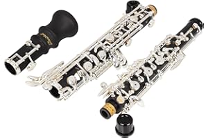 DANCHET Oboe Beginner Student Level ABS Body Silver Plated Semi Automatic C Tone with Reeds, Cleaning Cloth, Oboe Swab, Powder Paper, Absorbing Paper, Thumb Rest, Screwdriver, Gloves, Case