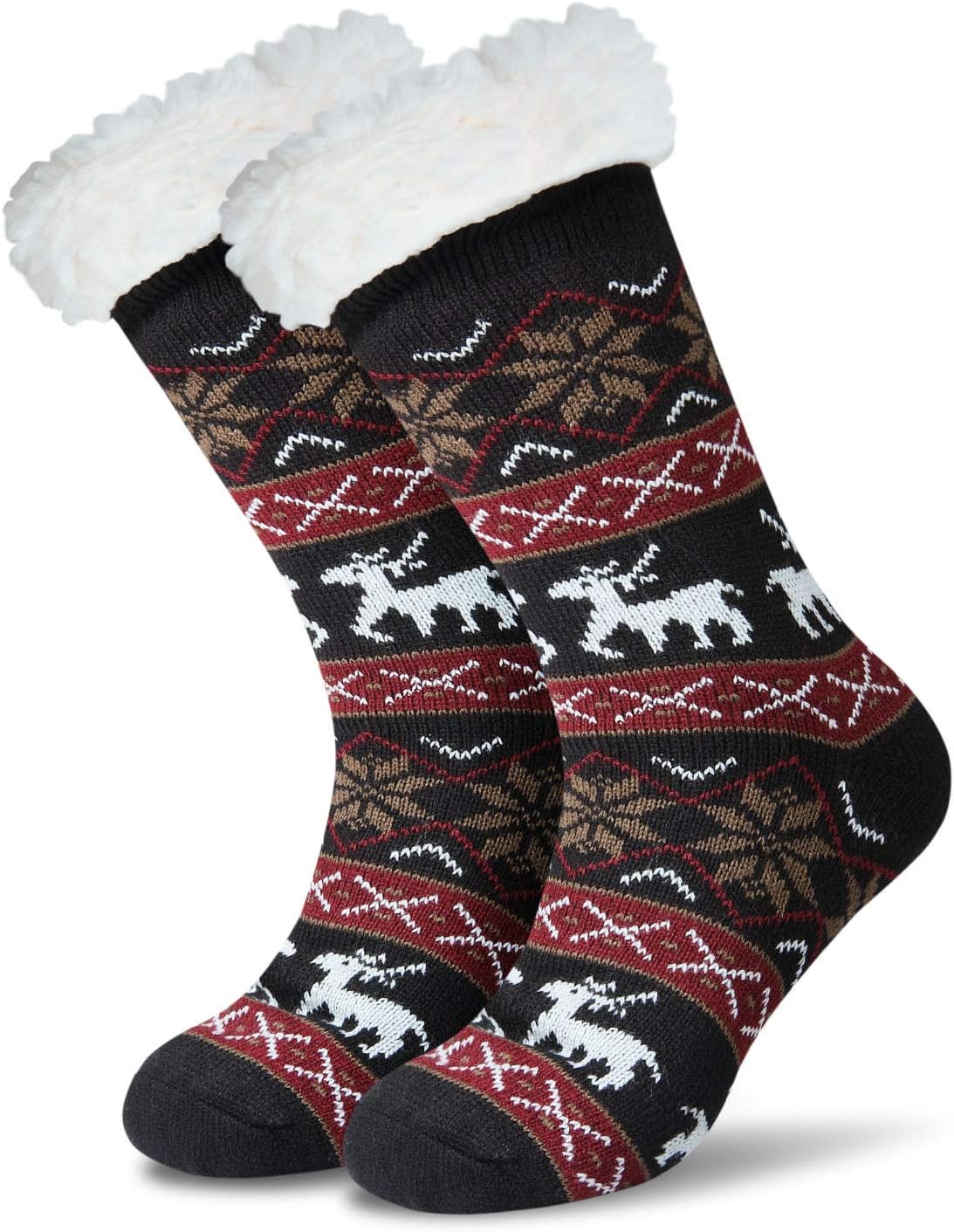 Women's Men Fuzzy Cozy Soft Warm Fleece lined Winter Slipper Socks Christmas With Non Slip Grippers