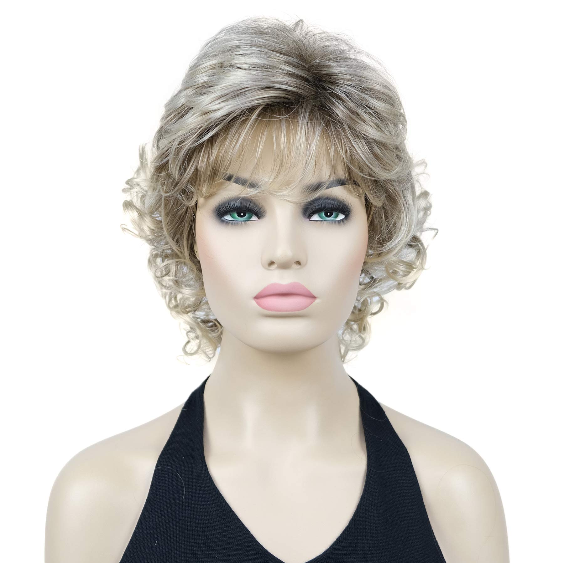 Lydell 12" Short Curly Wigs Soft Shaggy Layered Classic Cap Full Synthetic Wigs (R10-26)