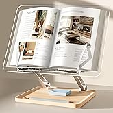 Adjustable Acrylic Book Stand for Reading, UPERGO Book Holder with Pen Slot, Foldable Desktop Riser for Laptop, Recipe, Textb