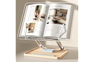 Adjustable Acrylic Book Stand for Reading, UPERGO Book Holder with Pen Slot, Foldable Desktop Riser for Laptop, Recipe, Textb